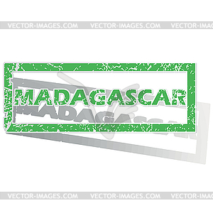 Green outlined Madagascar stamp - vector clipart