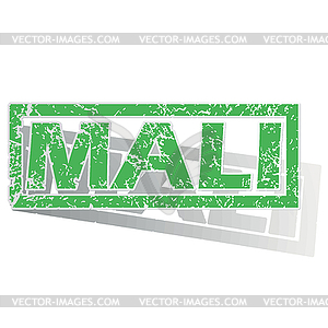 Green outlined Mali stamp - vector clipart
