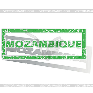 Green outlined Mozambique stamp - vector clipart