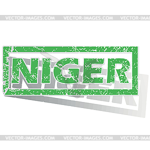 Green outlined Niger stamp - vector image