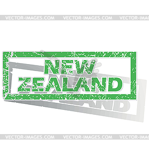 Green outlined New Zealand stamp - vector clipart