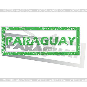 Green outlined Paraguay stamp - vector image