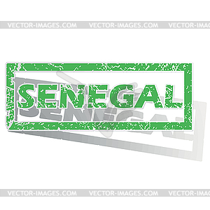 Green outlined Senegal stamp - vector image