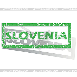 Green outlined Slovenia stamp - vector image