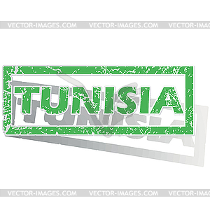 Green outlined Tunisia stamp - vector clipart