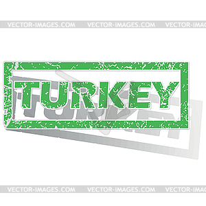 Green outlined Turkey stamp - vector image
