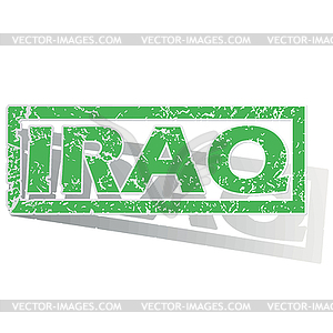 Green outlined Iraq stamp - vector clip art