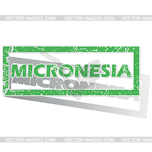 Green outlined Micronesia stamp - vector clip art