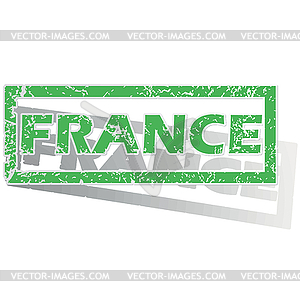 Green outlined France stamp - vector clipart