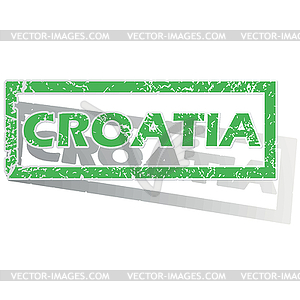 Green outlined Croatia stamp - vector image