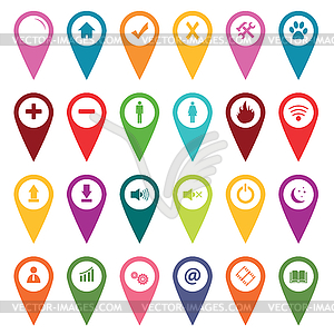 Colored map markers icon set - vector clipart