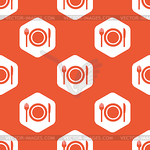 Orange hexagon dinner pattern - vector clipart