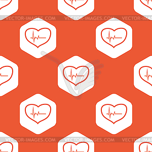 Orange hexagon cardiology pattern - vector image