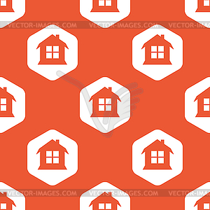 Orange hexagon house pattern - vector image