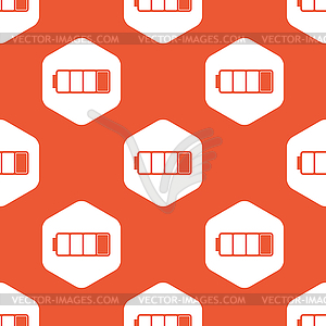 Orange hexagon low battery pattern - vector clip art