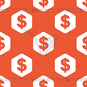 Orange hexagon dollar pattern - vector clipart