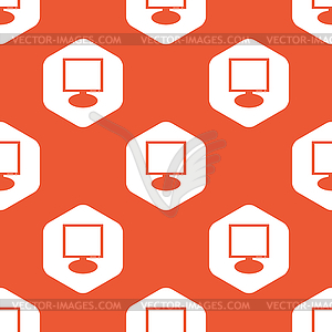 Orange hexagon monitor pattern - vector clipart