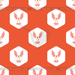 Orange hexagon bird pattern - vector clipart
