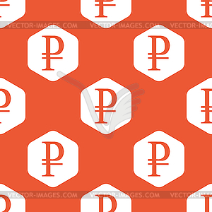 Orange hexagon ruble pattern - vector clipart