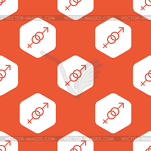 Orange hexagon gender pattern - vector image