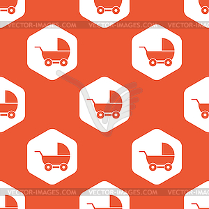 Orange hexagon pram pattern - vector image