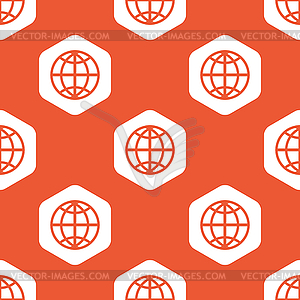 Orange hexagon globe pattern - vector clipart