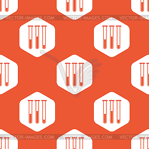 Orange hexagon test-tubes pattern - vector image