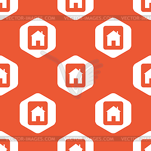 Orange hexagon house tablet pattern - vector clipart