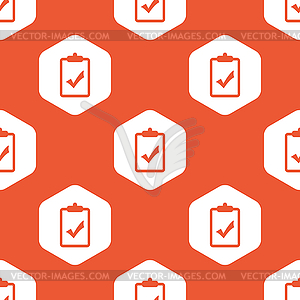 Orange hexagon clipboard YES pattern - vector clip art