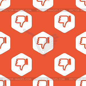 Orange hexagon dislike pattern - vector image