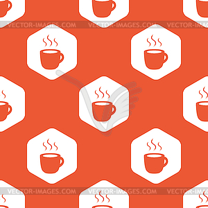 Orange hexagon hot drink pattern - vector clipart