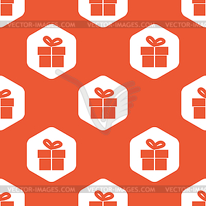 Orange hexagon gift pattern - vector image