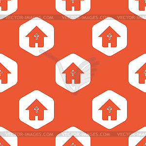 Orange hexagon christian house pattern - vector image