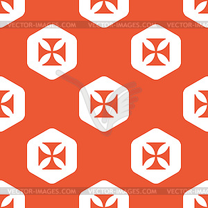 Orange hexagon maltese cross pattern - vector clip art