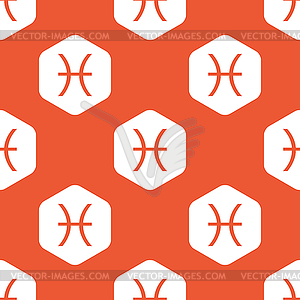 Orange hexagon Pisces pattern - vector clipart