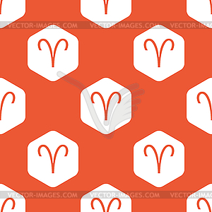 Orange hexagon Aries pattern - vector image