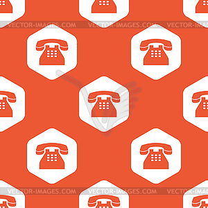 Orange hexagon phone pattern - vector image