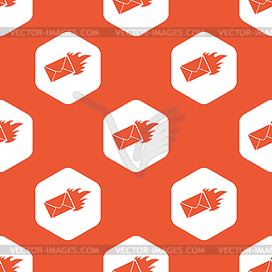 Orange hexagon burning letter pattern - vector clipart