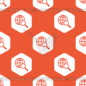 Orange hexagon global search pattern - vector EPS clipart