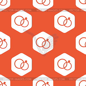 Orange hexagon wedding rings pattern - vector clip art