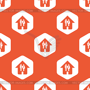 Orange hexagon family house pattern - vector image