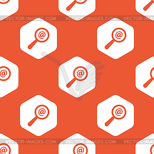 Orange hexagon mail search pattern - vector image