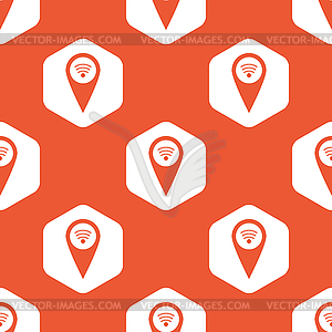 Orange hexagon Wi-Fi pointer pattern - vector clip art