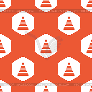 Orange hexagon traffic cone pattern - vector clip art