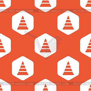 Orange hexagon traffic cone pattern - vector clip art