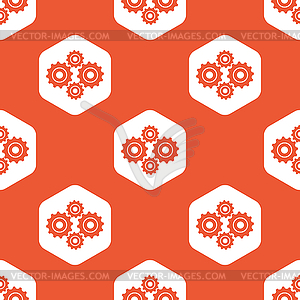 Orange hexagon cogs pattern - vector clipart