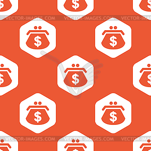 Orange hexagon dollar purse pattern - vector image