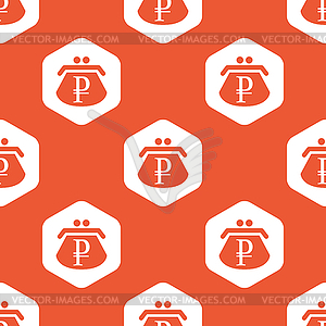 Orange hexagon ruble purse pattern - vector image