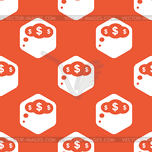 Orange hexagon dollar thought pattern - vector clipart