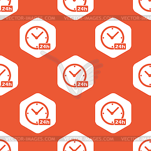 Orange hexagon 24h clock pattern - vector clip art